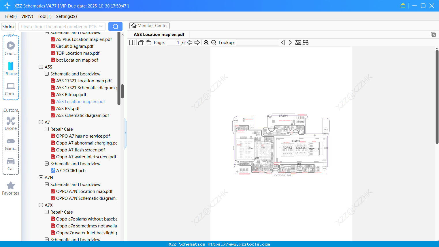 OPPO A5S Location Map En